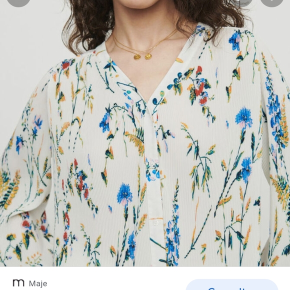 Maje pleated jewel top - Size 2FR - Picture 5 of 8